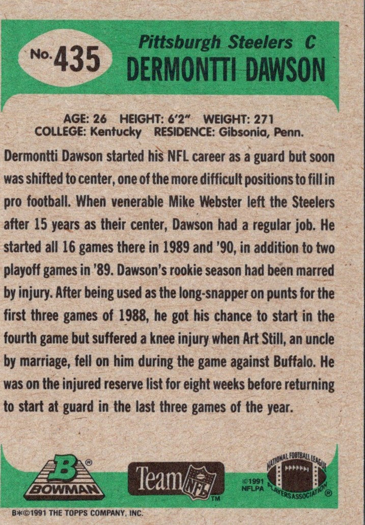 1991 Bowman Dermontti Dawson