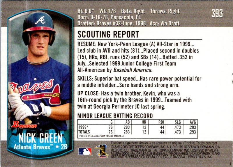 2000 Bowman Nick Green