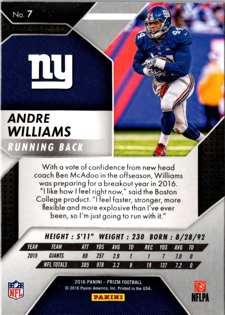 2016 Panini Prizm Andre Williams