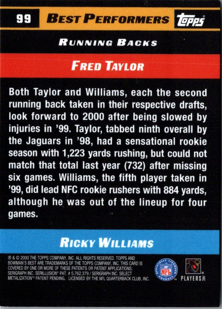 2000 Bowman's Best Fred Taylor/Ricky Williams