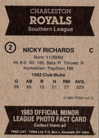 1983 TCMA Charleston Royals Nicky Richards #2