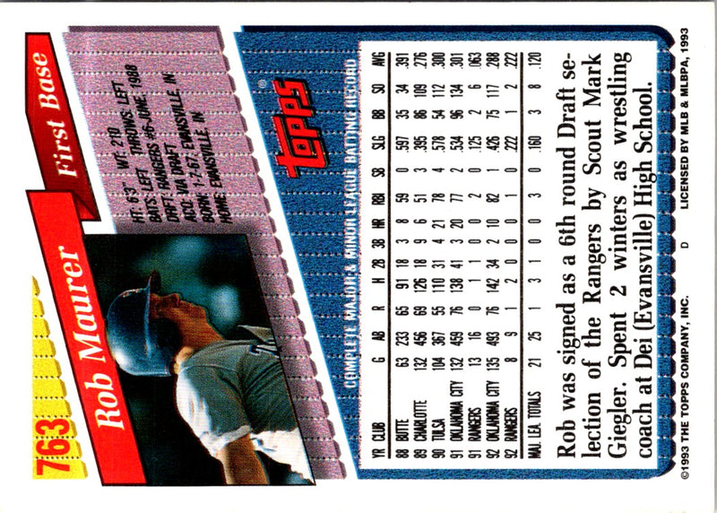 1993 Topps Gold Rob Maurer