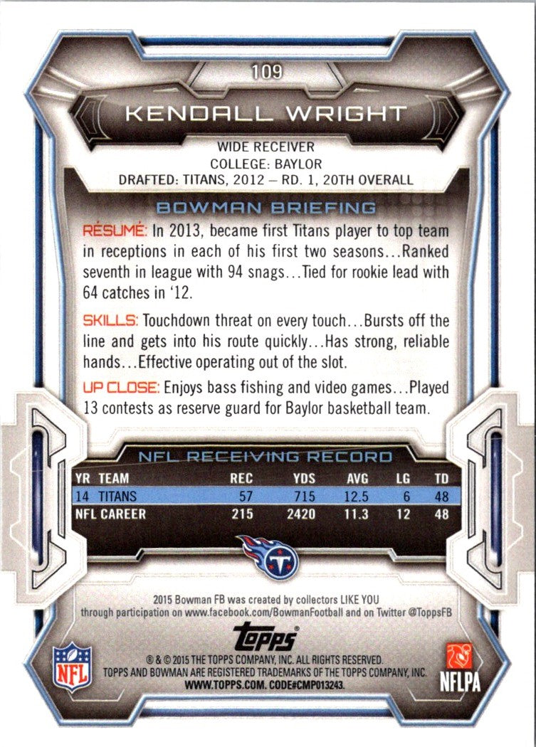 2015 Bowman Kendall Wright