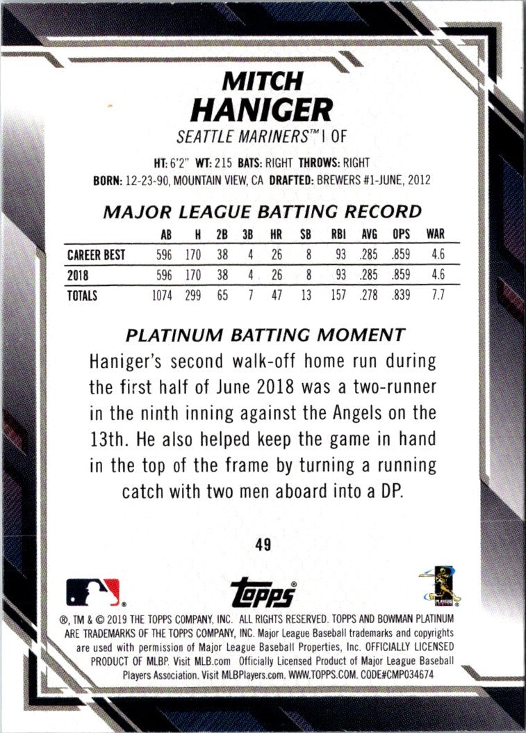 2019 Bowman Platinum Mitch Haniger