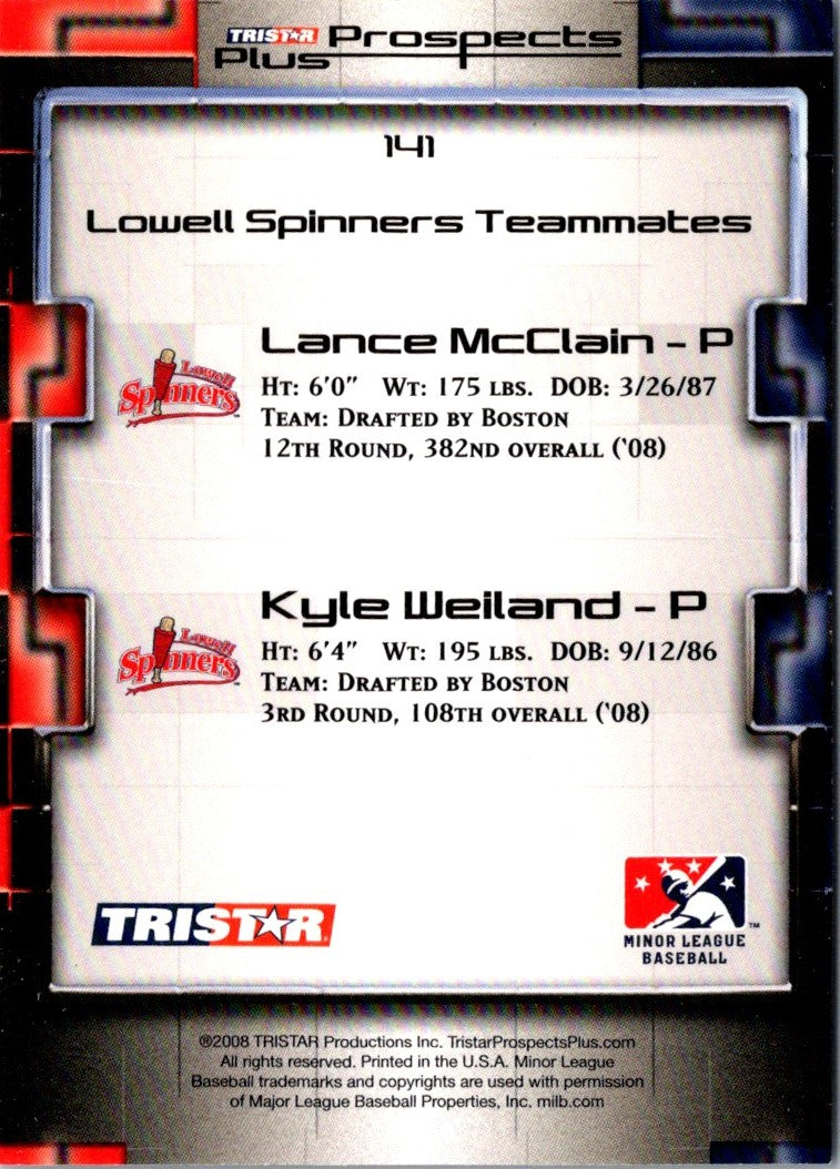 2008 TriStar Prospects Plus Lance McClain/Kyle Weiland