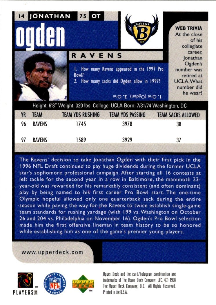 1998 UD Choice Jonathan Ogden