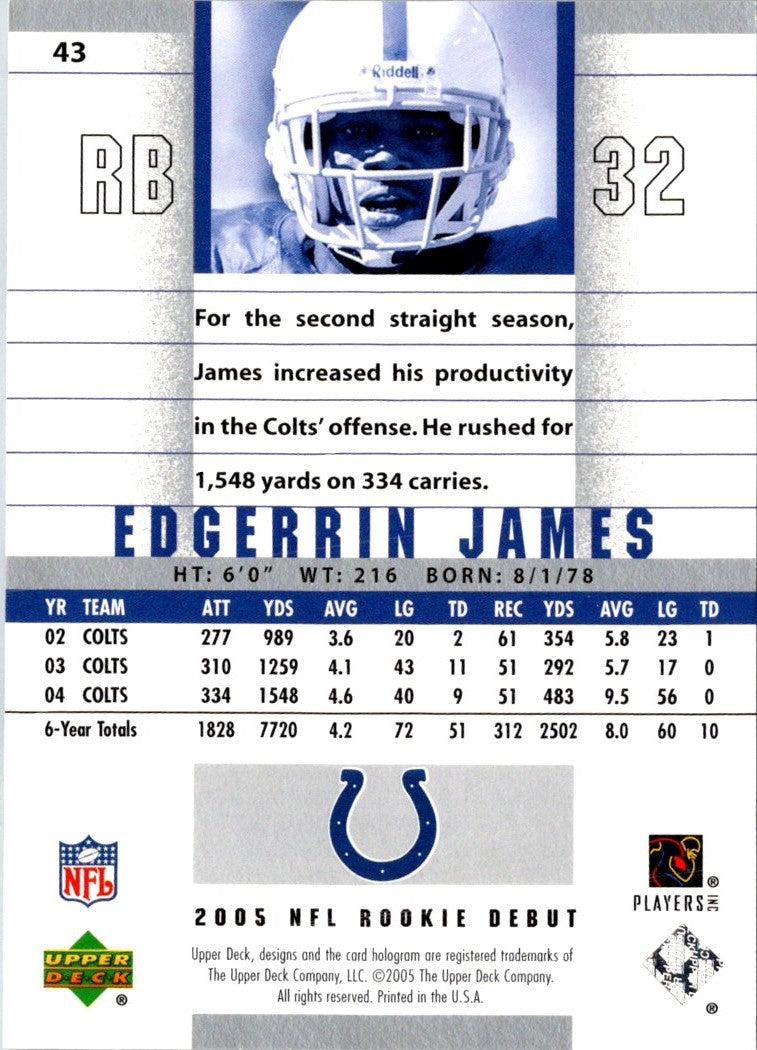 2005 Upper Deck Rookie Debut Gold Spectrum Edgerrin James