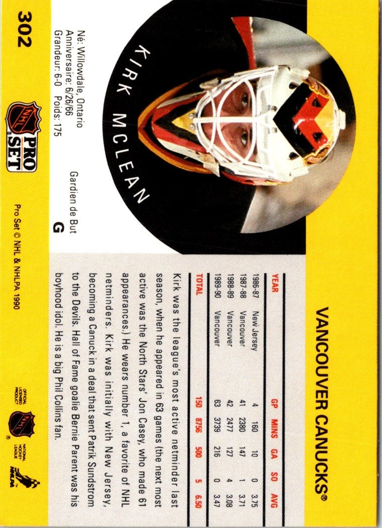 1990 Pro Set Kirk McLean