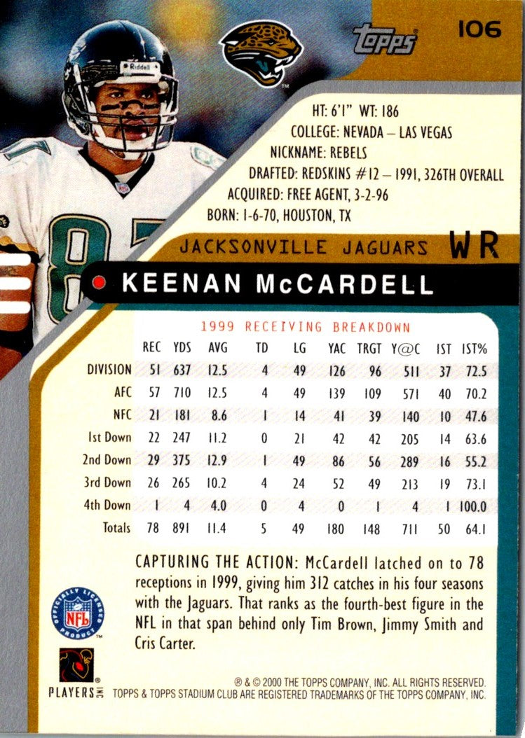 2000 Stadium Club Keenan McCardell
