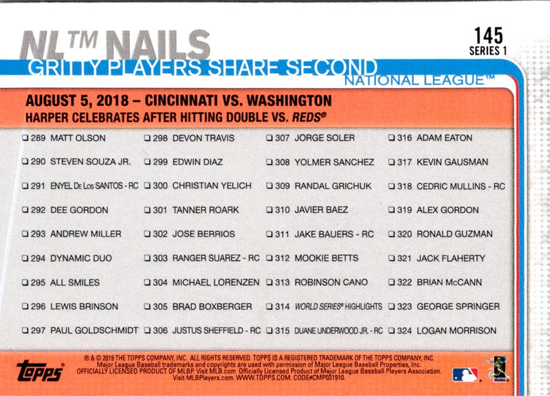 2019 Topps All-Star Game NL Nails