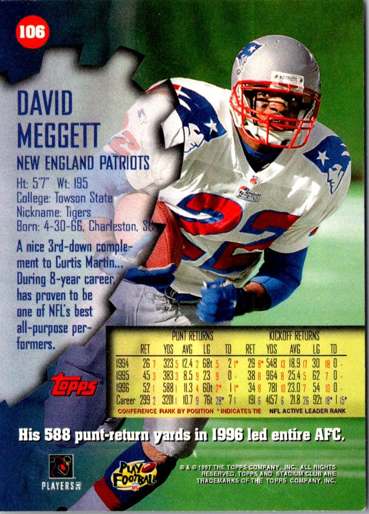 1997 Stadium Club Dave Meggett