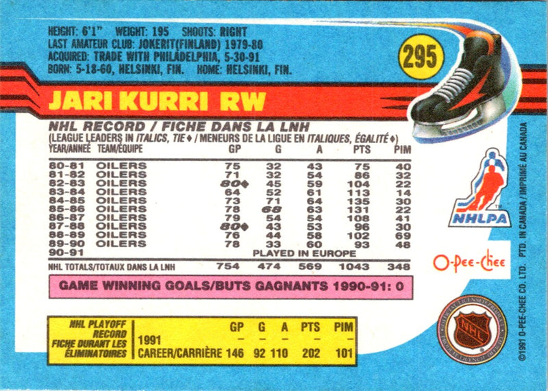 1991 O-Pee-Chee Jari Kurri