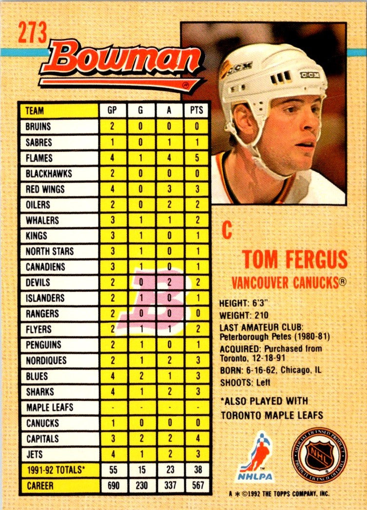 1992 Bowman Tom Fergus