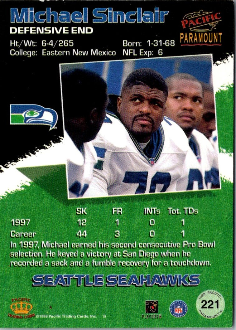 1998 Pacific Paramount Platinum Blue Michael Sinclair