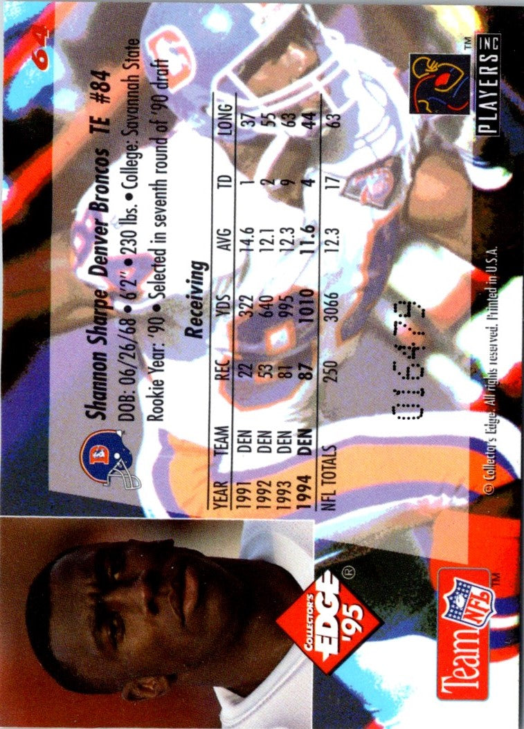 1995 Collector's Edge Black Label Shannon Sharpe