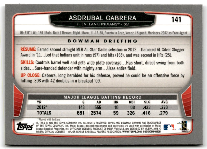 2013 Bowman Chrome Asdrubal Cabrera