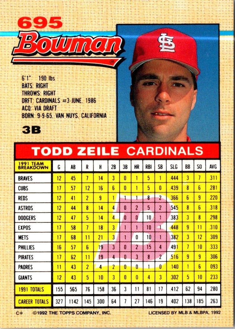 1992 Bowman Todd Zeile