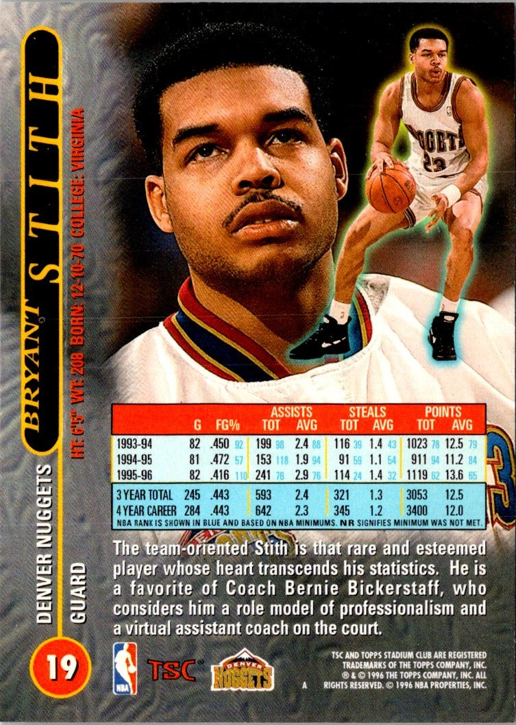 1996 Stadium Club Bryant Stith
