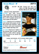2005 Bowman Chrome Draft Picks & Prospects Sean West