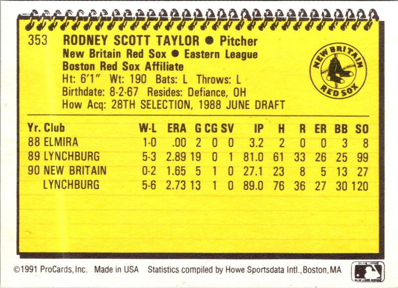 1991 ProCards Scott Taylor