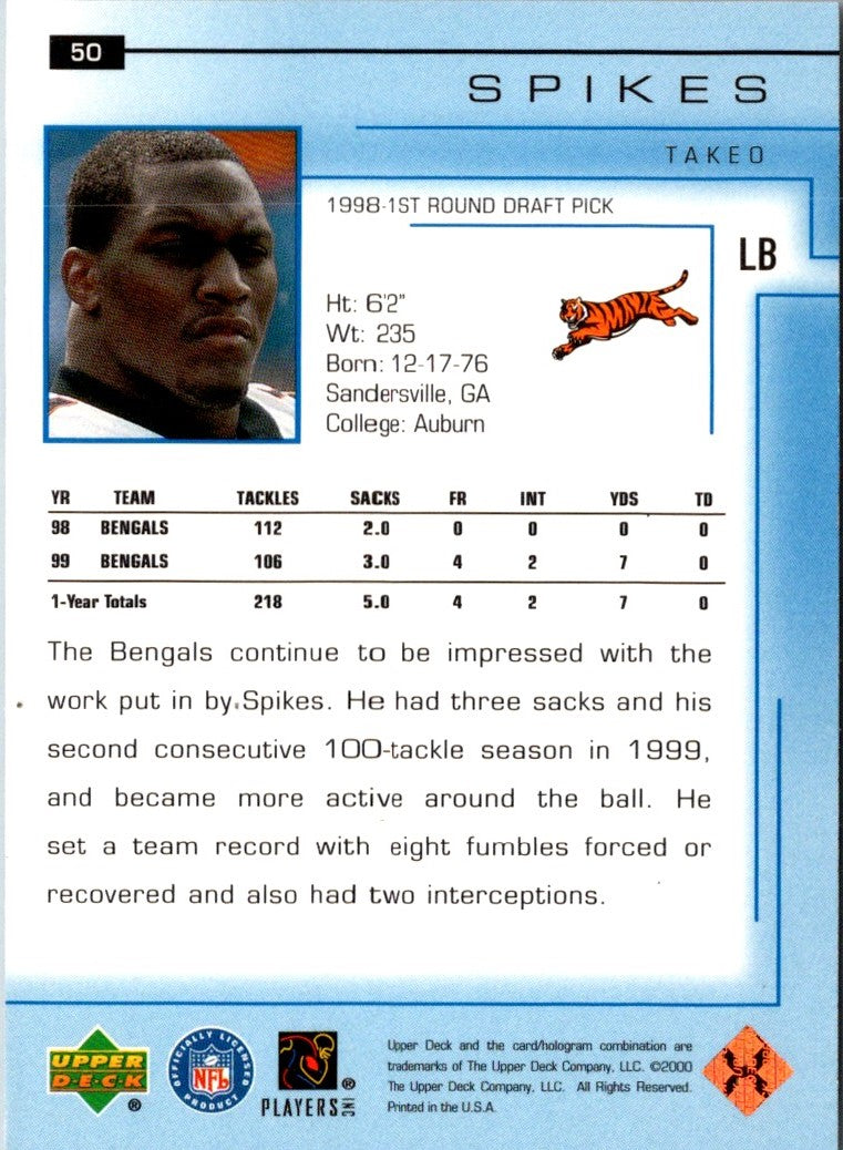 2000 Upper Deck Takeo Spikes