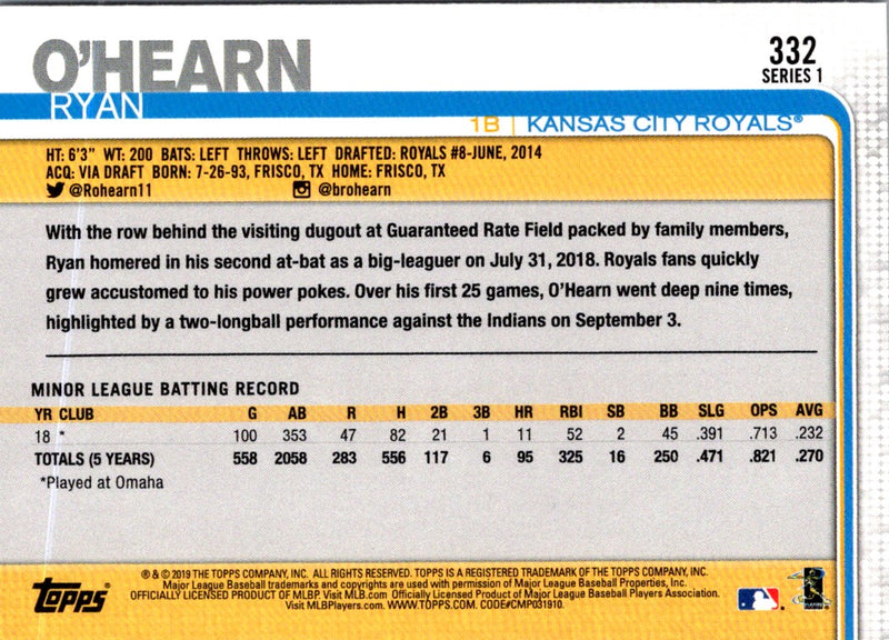 2019 Topps Ryan O'Hearn