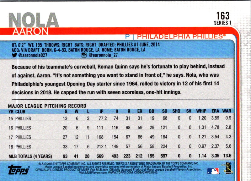 2019 Topps Aaron Nola