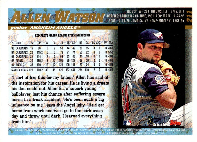 1998 Topps Allen Watson