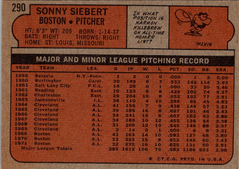 1972 Topps Sonny Siebert