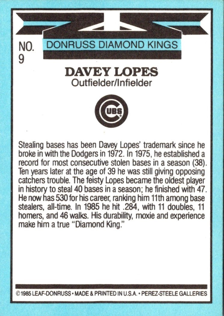 1986 Diamond Kings Davey Lopes