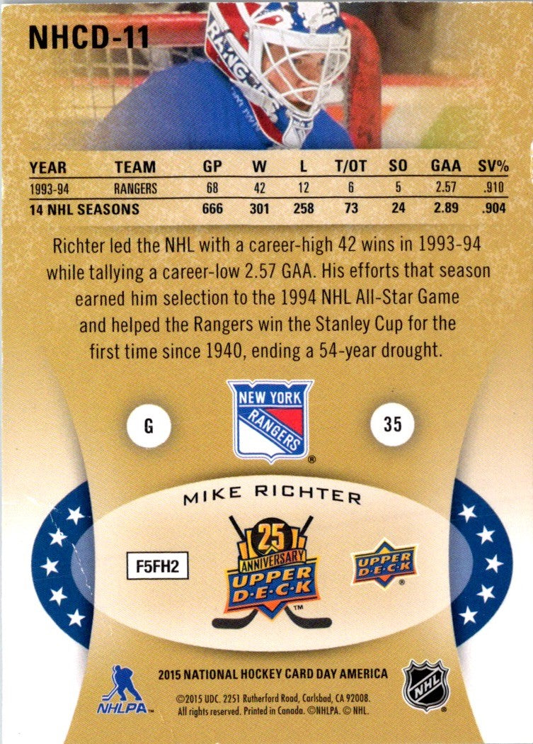 2014 Upper Deck National Hockey Card Day USA Mike Richter