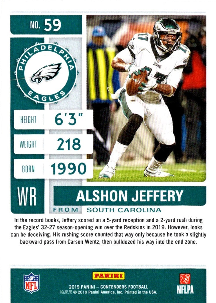 2019 Panini Contenders Alshon Jeffery