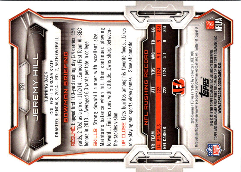 2015 Bowman Jeremy Hill