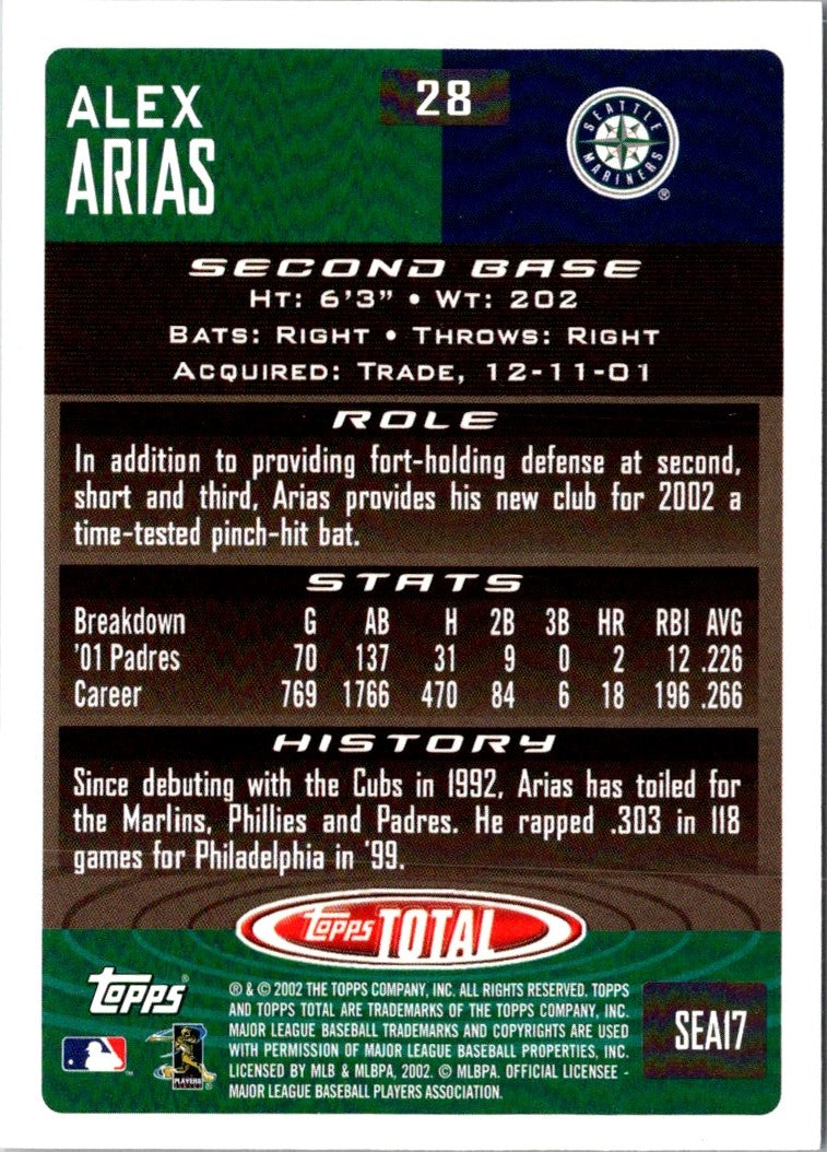 2002 Topps Total Alex Arias