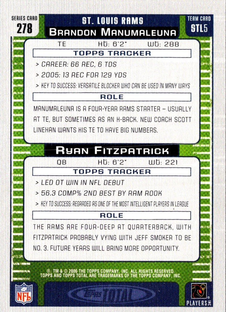 2005 Topps Rookie Bonus Retail Ryan Fitzpatrick