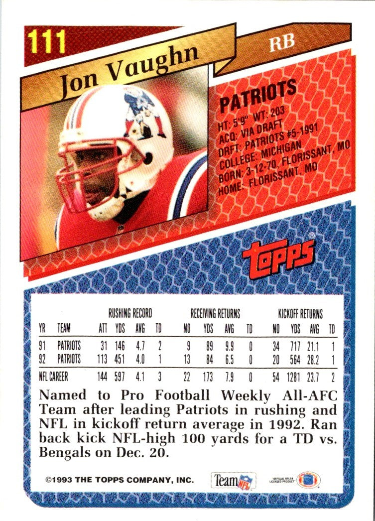 1993 Topps Jon Vaughn