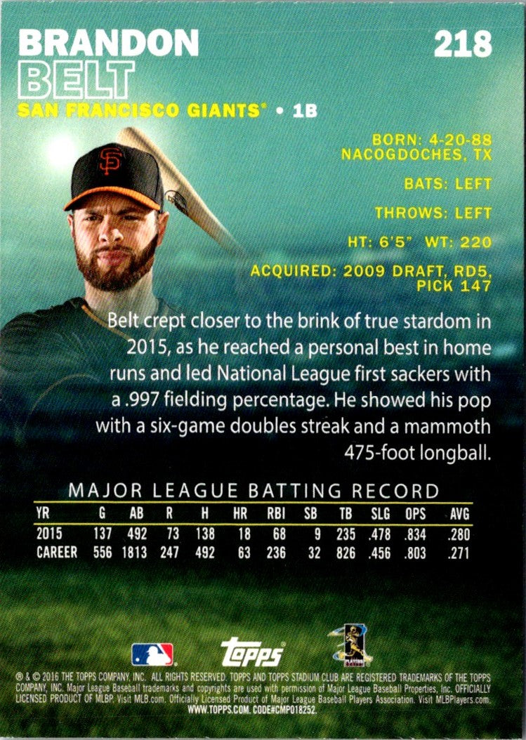 2016 Stadium Club Brandon Belt