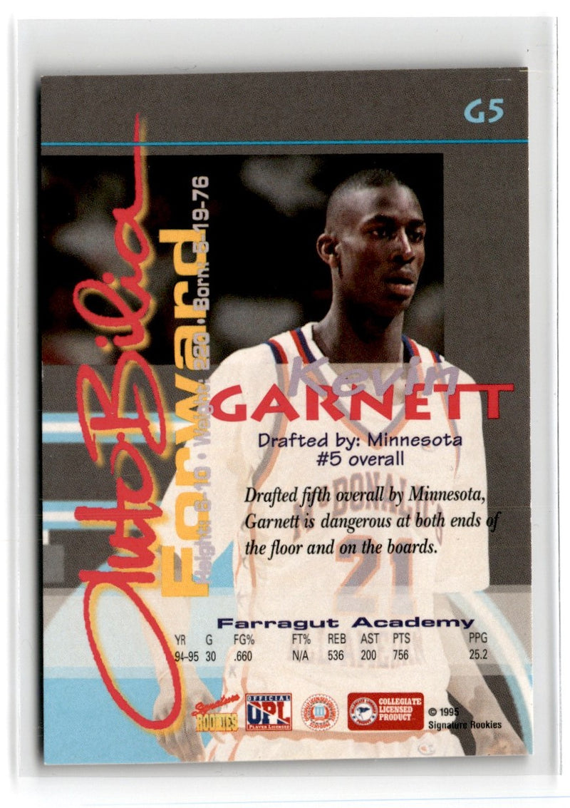 1995 Signature Rookies Autobilia Kevin Garnett Promos Kevin Garnett