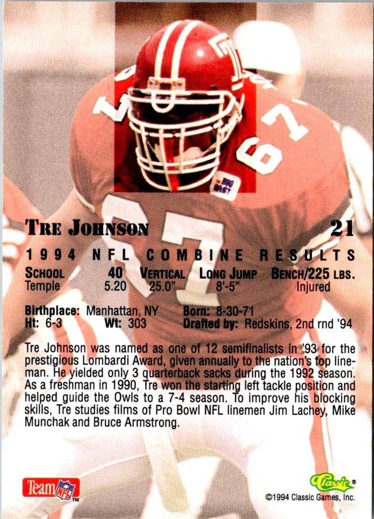 1994 Classic NFL Draft Tre Johnson