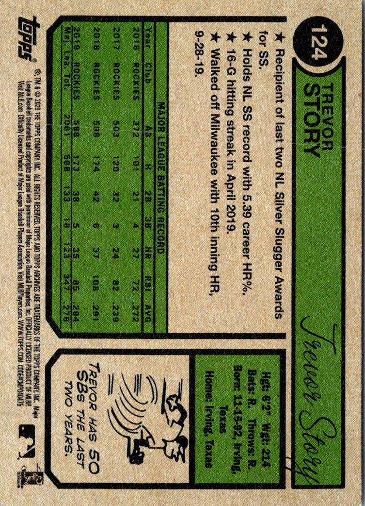 2020 Topps Archives Trevor Story