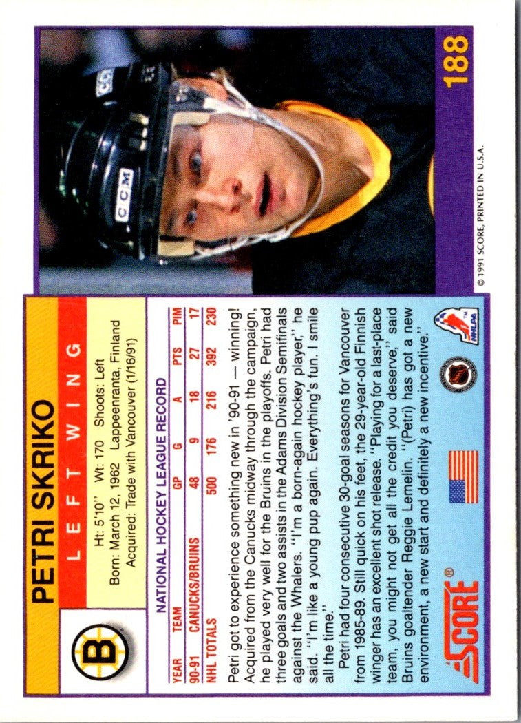 1991 Score Canadian Bilingual Petri Skriko