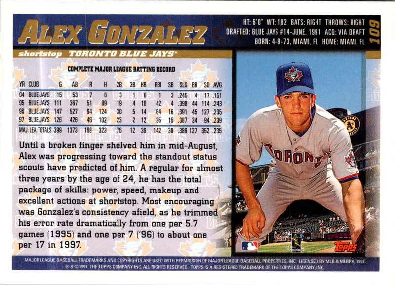 1998 Topps Alex S. Gonzalez