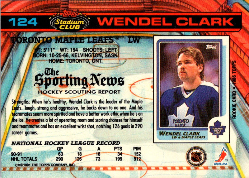 1991 Stadium Club Wendel Clark