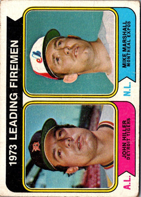 1974 Topps 1973 Leading Firemen - John Hiller/Mike Marshall #208