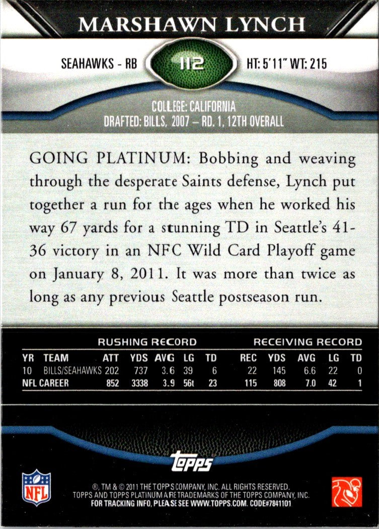 2011 Topps Platinum Marshawn Lynch