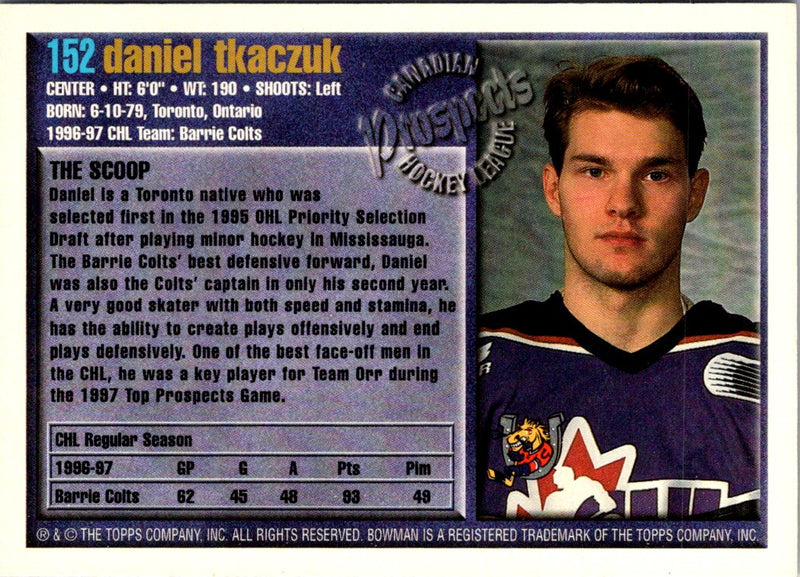 1997 Bowman CHL Daniel Tkaczuk