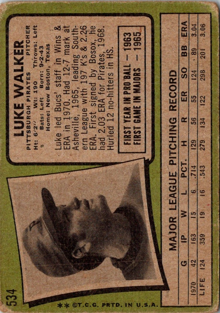 1971 Topps Luke Walker