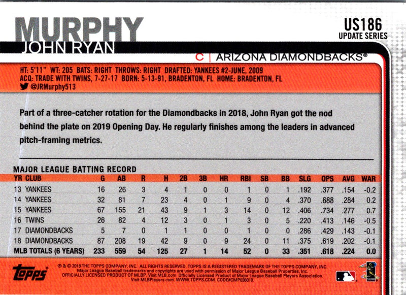 2019 Topps Update John Ryan Murphy