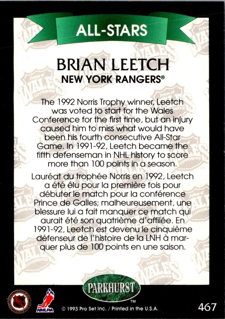 1992 Parkhurst Brian Leetch