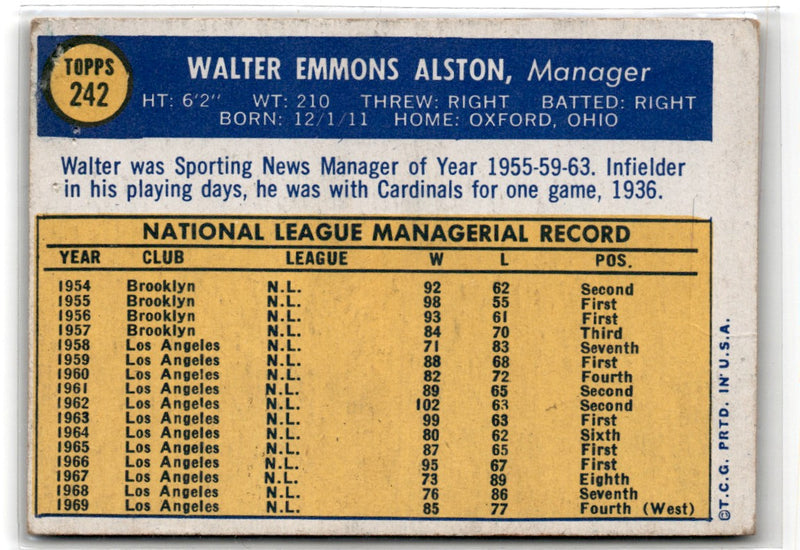 1970 Topps Walter Alston